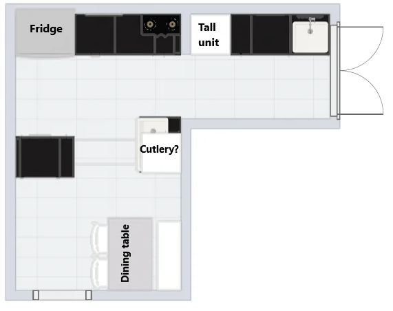 Kindly provide feedback on the kitchen layout.